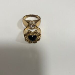 Gold and Black Heart Ring Set